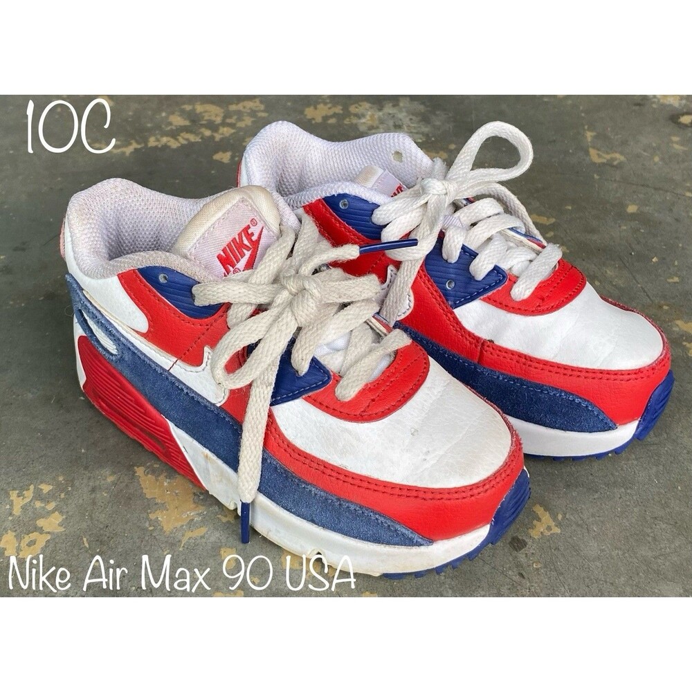 The Nike Air Max 90 USA Youth 10C Red White Bluhletic Sneakers